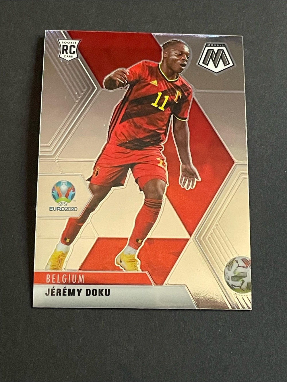 2021 Panini Mosaic UEFA Euro Jeremy Doku Rookie Base Card #11 Belgium